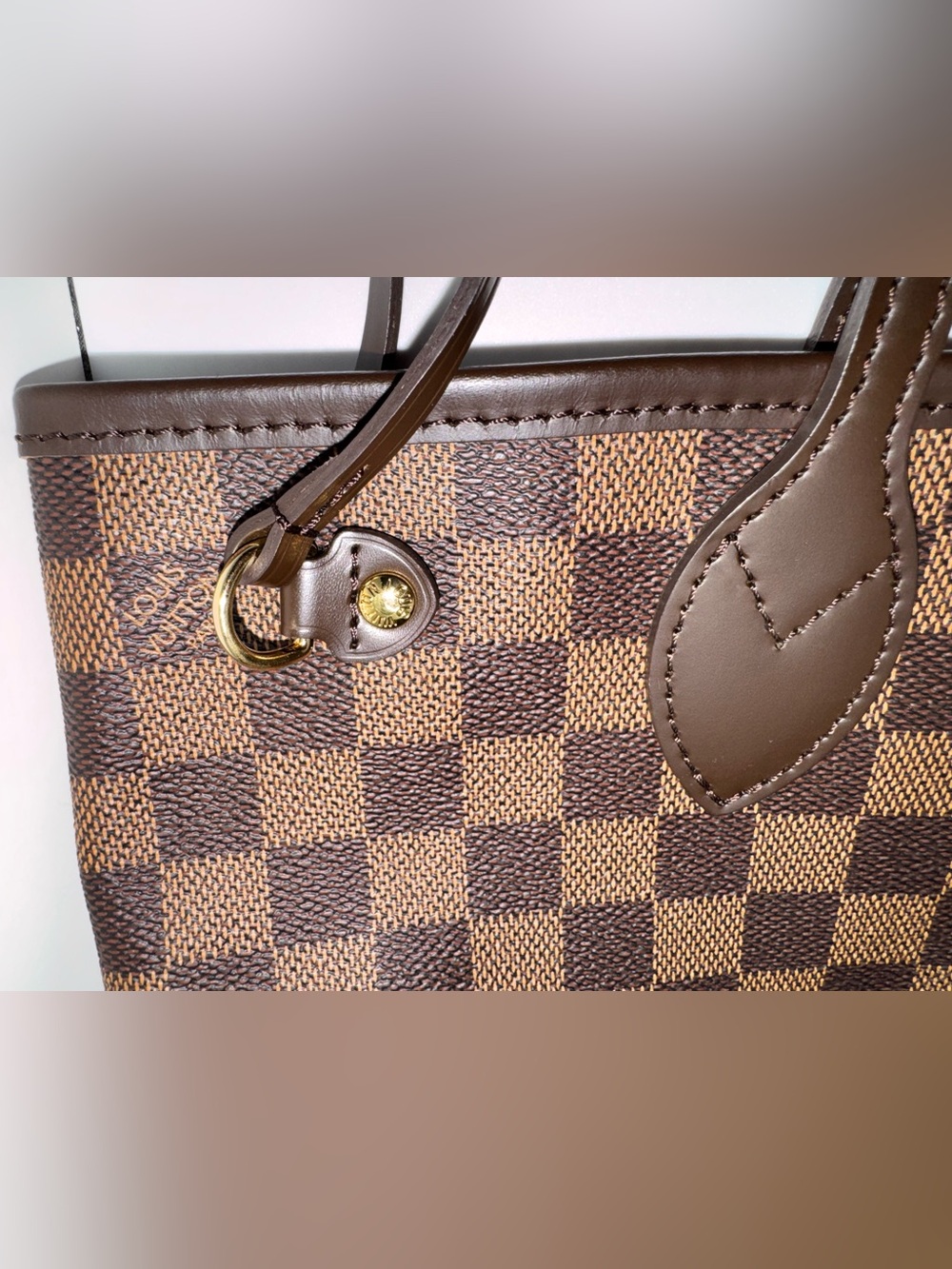 LOUIS VUITTON Neverfull PM Damier Ebene Tote Bag Red Interior - Picture 9 of 16